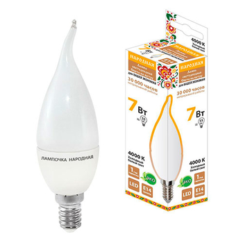 Лампа светодиодная TDM WFС37-7 Вт-230 В-4000 К–E14 Народная - Светильники - Лампы - Магазин стабилизаторов напряжения Ток-Про